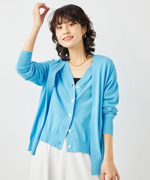 NOLLEY’S(ノーリーズ)の「《手洗い可能》ベストドッキングVネックカーディガン(カーディガン/ボレロ・レディース・オフホワイト/ブラック/ブルー・38)」の21枚目の写真