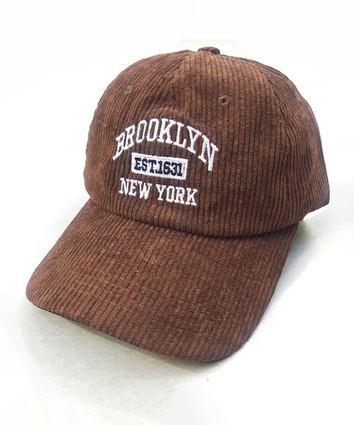セール】12A17-KR コーデュロイ ロゴ刺繍 ベースボールキャップ BRO