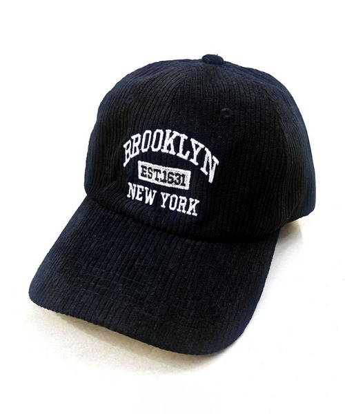 セール】12A17-KR コーデュロイ ロゴ刺繍 ベースボールキャップ BRO
