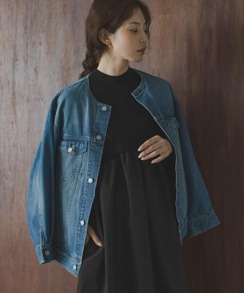 URBAN RESEARCH Sonny Label（アーバンリサーチサニーレーベル）の「モックネックドッキングニットワンピース（ワンピース・レディース・ブラウン/チャコールグレー/ブラック・FREE）」の7枚目の写真