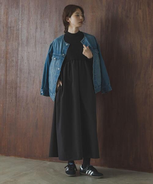 URBAN RESEARCH Sonny Label（アーバンリサーチサニーレーベル）の「モックネックドッキングニットワンピース（ワンピース・レディース・ブラウン/チャコールグレー/ブラック・FREE）」の8枚目の写真