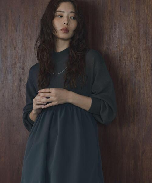URBAN RESEARCH Sonny Label（アーバンリサーチサニーレーベル）の「モックネックドッキングニットワンピース（ワンピース・レディース・ブラウン/チャコールグレー/ブラック・FREE）」の13枚目の写真