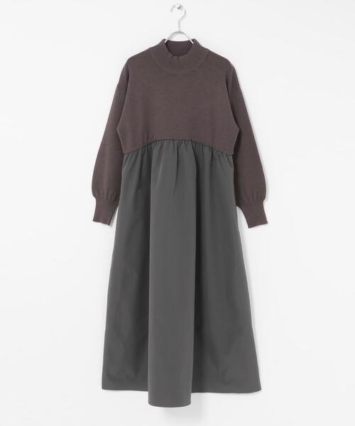 URBAN RESEARCH Sonny Label（アーバンリサーチサニーレーベル）の「モックネックドッキングニットワンピース（ワンピース・レディース・ブラウン/チャコールグレー/ブラック・FREE）」の20枚目の写真