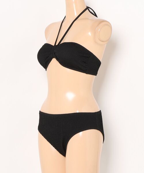セール】パイル生地フロントリボン ホルダーネックビキニ 水着（水着