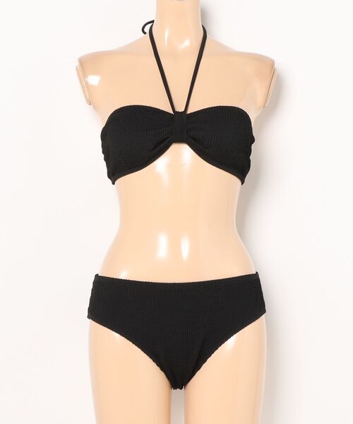 セール】パイル生地フロントリボン ホルダーネックビキニ 水着（水着