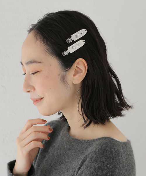 IENA（イエナ）の「HEYEP/ヘイップ Rhinestone Flat Hair Clips-2 Piece ヘアクリップ HP8924（バレッタ/ヘアクリップ・レディース・シルバー・FREE）」の9枚目の写真