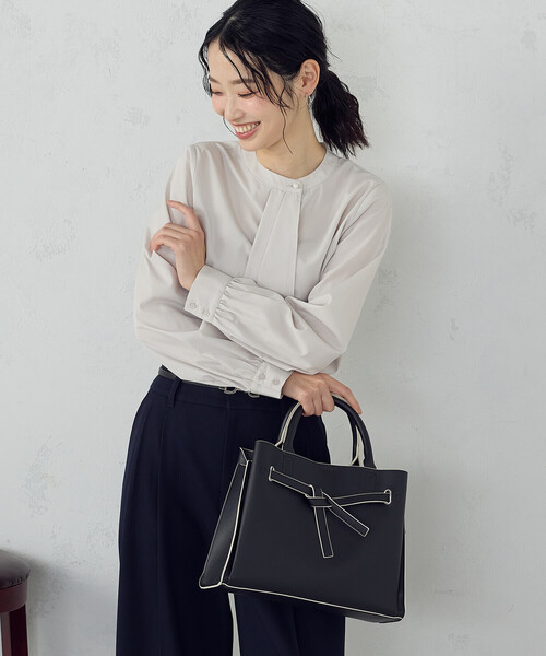 MONO　COMME CA（モノコムサ）の「リボンあおりトートバッグ（トートバッグ・レディース・ベージュ/ブラック/グレー・FREE）」の16枚目の写真