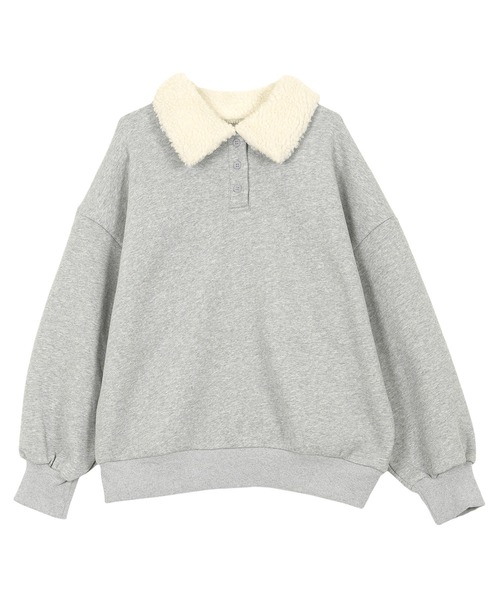 KOBE LETTUCE（コウベレタス）の「[ 裏起毛 ] 襟ボアスウェットポロトップス（スウェット・レディース・グレー/ピンク/オートミール・M）」の11枚目の写真