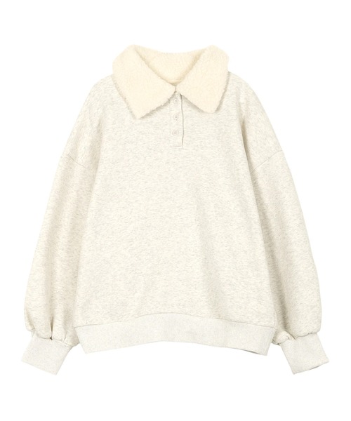 KOBE LETTUCE（コウベレタス）の「[ 裏起毛 ] 襟ボアスウェットポロトップス（スウェット・レディース・グレー/ピンク/オートミール・M）」の12枚目の写真