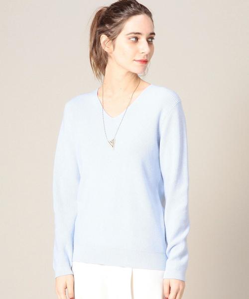 BEAUTY&YOUTH UNITED ARROWS（ビューティーアンドユースユナイテッドアローズ）の「BY コットンカシミヤブレンド畦Vネックニット◆（ニット/セーター・レディース・オフホワイト/グレー/ライトブルー・FREE）」の3枚目の写真