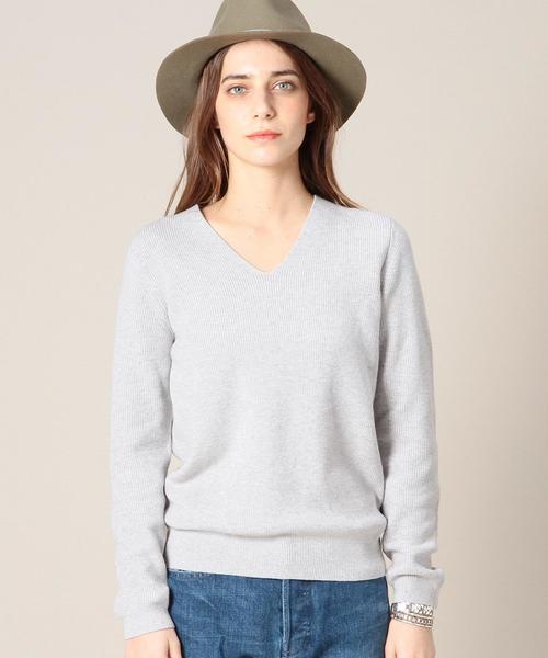 BEAUTY&YOUTH UNITED ARROWS（ビューティーアンドユースユナイテッドアローズ）の「BY コットンカシミヤブレンド畦Vネックニット◆（ニット/セーター・レディース・オフホワイト/グレー/ライトブルー・FREE）」の5枚目の写真