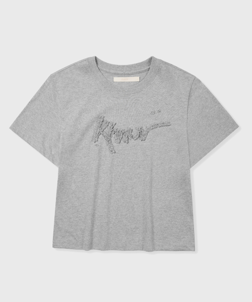 KIIMUIR(キミュア)の「(ウィメンズ) フラワーフリル半袖Tシャツ_グレー(Tシャツ/カットソー・レディース・グレー・F)」の3枚目の写真