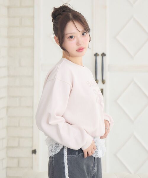 ems excite（エムズエキサイト）の「裏起毛裾レーストレーナー（スウェット・レディース・ピンク/ナチュラル/ブラック・FREE）」の11枚目の写真