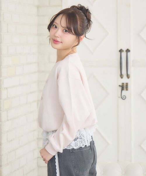 ems excite（エムズエキサイト）の「裏起毛裾レーストレーナー（スウェット・レディース・ピンク/ナチュラル/ブラック・FREE）」の13枚目の写真