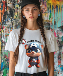 OHPxAIDAEVE ヒーロー no.4 レディース ベーシック 半袖Tシャツ