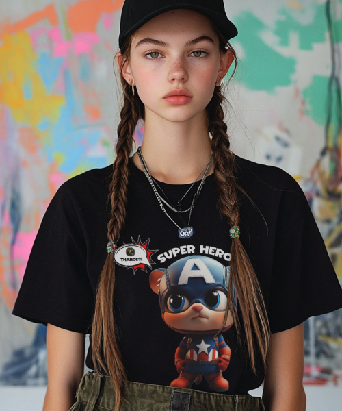 ONEHUNDREDPERCENT FOR WOMAN(ワンハンドレッドパーセントフォーウーマン)の「OHPxAIDAEVE ヒーロー no.4 レディース ベーシック 半袖Tシャツ(Tシャツ/カットソー・レディース・その他・S/M)」の2枚目の写真