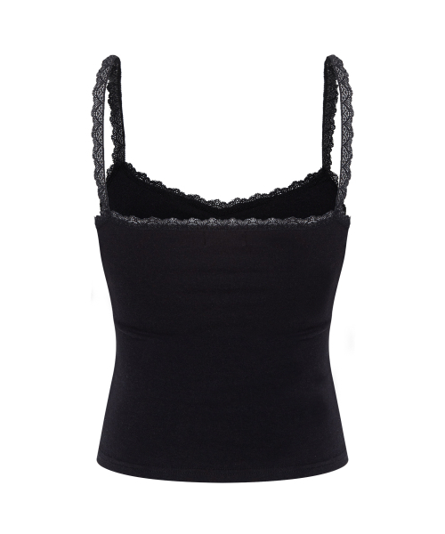PLEASENOFOLLOW(プリーズノーフォロー)の「Meli Lace Shirring Sleeveless Top (Black)(Tシャツ/カットソー・レディース・その他・FREE)」の3枚目の写真