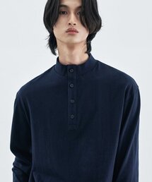 ボタンアップハーフネックロングスリーブネイビー