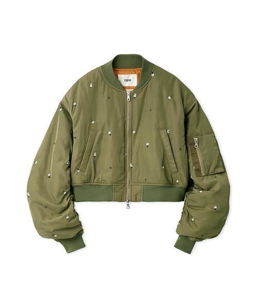 FURFUR（ファーファー）の「【WEB・一部店舗限定カラー】フラワー刺繍MA-1（ブルゾン・レディース・アイボリー/ブラック/カーキ/ピンク・F）」の4枚目の写真