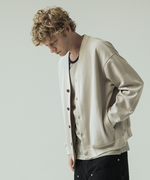 SLICK（スリック）の「【SLICK/スリック】Double Air Moss Stitch Cardigan/ダブルエアー鹿の子Vネックカーディガン（カーディガン/ボレロ・メンズ・ブラック/グレイッシュベージュ/グレー・1/2/3）」の3枚目の写真