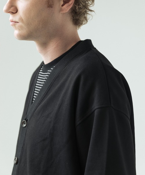 SLICK（スリック）の「【SLICK/スリック】Double Air Moss Stitch Cardigan/ダブルエアー鹿の子Vネックカーディガン（カーディガン/ボレロ・メンズ・ブラック/グレイッシュベージュ/グレー・1/2/3）」の7枚目の写真