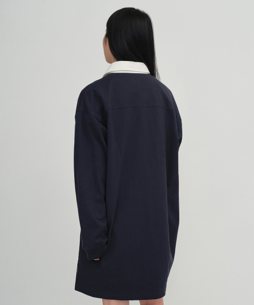 MUSINSA STANDARD WOMAN（ムシンサスタンダードウーマン）の「ウィメンズオーバーサイズラグビードレス[ネイビー]（ワンピース・レディース・その他・SMALL/MEDIUM/LARGE/X-SMALL）」の3枚目の写真