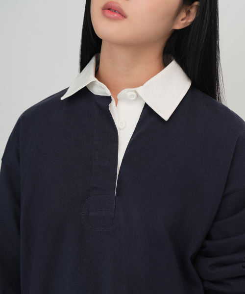 MUSINSA STANDARD WOMAN（ムシンサスタンダードウーマン）の「ウィメンズオーバーサイズラグビードレス[ネイビー]（ワンピース・レディース・その他・SMALL/MEDIUM/LARGE/X-SMALL）」の4枚目の写真