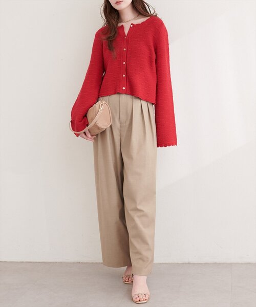 natural couture（ナチュラルクチュール）の「スカラップカーディガン（カーディガン/ボレロ・レディース・ピンク/レッド/オフホワイト/サックスブルー/ブラック・FREE）」の18枚目の写真