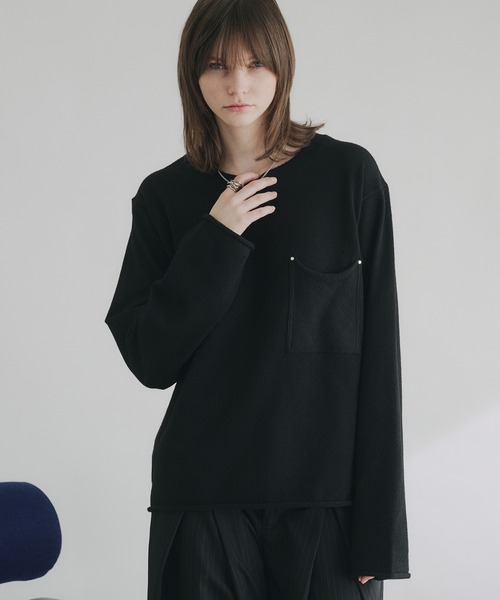 selle glant(セレグランテ)の「WOOL MIX HIGHGAGE DESIGN KNIT/ウールミックスハイゲージデザインニット(ニット/セーター・メンズ・バーガンディー/ブラック/ブルーグリーン・SMALL/LARGE/MEDIUM)」の2枚目の写真