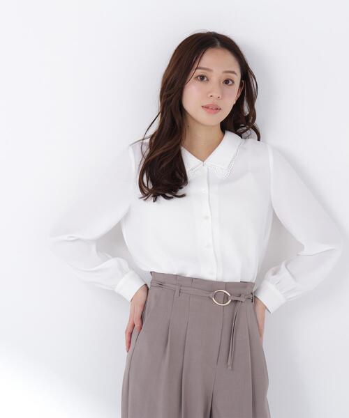 NATURAL BEAUTY BASIC（ナチュラルビューティーベーシック）の「◇レースダブルカラーブラウス（シャツ/ブラウス・レディース・オフホワイト/ブルー/ネイビー・SMALL/MEDIUM）」の8枚目の写真