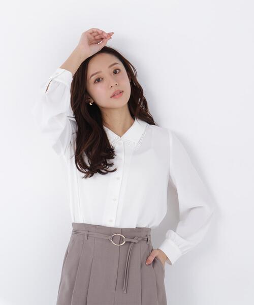 NATURAL BEAUTY BASIC（ナチュラルビューティーベーシック）の「◇レースダブルカラーブラウス（シャツ/ブラウス・レディース・オフホワイト/ブルー/ネイビー・SMALL/MEDIUM）」の10枚目の写真