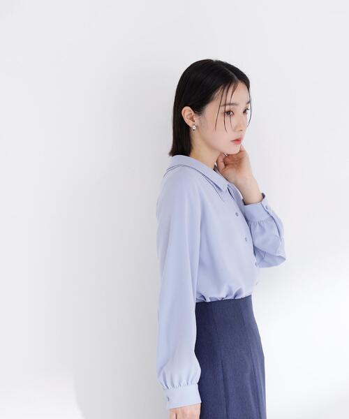 NATURAL BEAUTY BASIC（ナチュラルビューティーベーシック）の「◇レースダブルカラーブラウス（シャツ/ブラウス・レディース・オフホワイト/ブルー/ネイビー・SMALL/MEDIUM）」の18枚目の写真