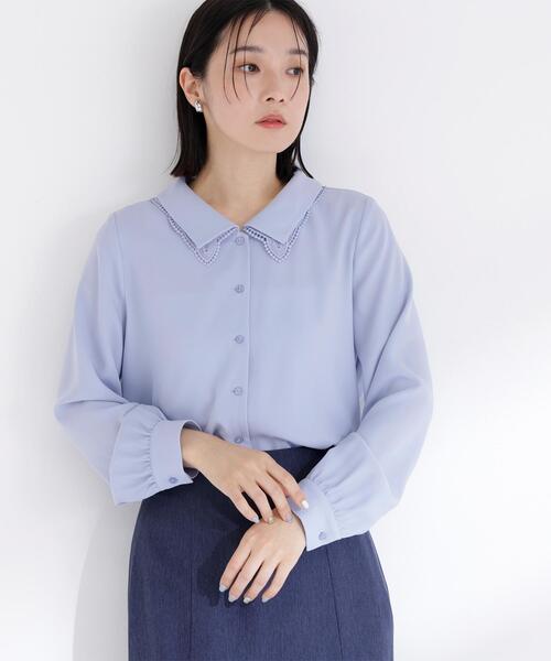 NATURAL BEAUTY BASIC（ナチュラルビューティーベーシック）の「◇レースダブルカラーブラウス（シャツ/ブラウス・レディース・オフホワイト/ブルー/ネイビー・SMALL/MEDIUM）」の20枚目の写真