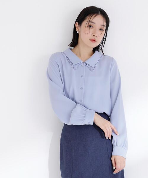NATURAL BEAUTY BASIC（ナチュラルビューティーベーシック）の「◇レースダブルカラーブラウス（シャツ/ブラウス・レディース・オフホワイト/ブルー/ネイビー・SMALL/MEDIUM）」の22枚目の写真