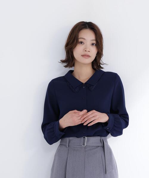 NATURAL BEAUTY BASIC(ナチュラルビューティーベーシック)の「◇レースダブルカラーブラウス(シャツ/ブラウス・レディース・オフホワイト/ブルー/ネイビー・SMALL/MEDIUM)」の10枚目の写真