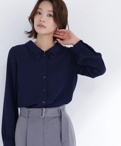 NATURAL BEAUTY BASIC(ナチュラルビューティーベーシック)の「◇レースダブルカラーブラウス(シャツ/ブラウス・レディース・オフホワイト/ブルー/ネイビー・SMALL/MEDIUM)」の8枚目の写真