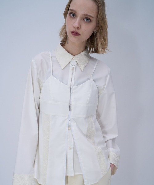 HARE（ハレ）の「2PビスチェシャツLS(HARE)（シャツ/ブラウス・レディース・ブラック/ホワイト・FREE）」の2枚目の写真