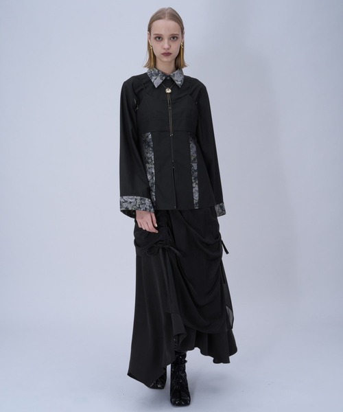 HARE（ハレ）の「2PビスチェシャツLS(HARE)（シャツ/ブラウス・レディース・ブラック/ホワイト・FREE）」の4枚目の写真