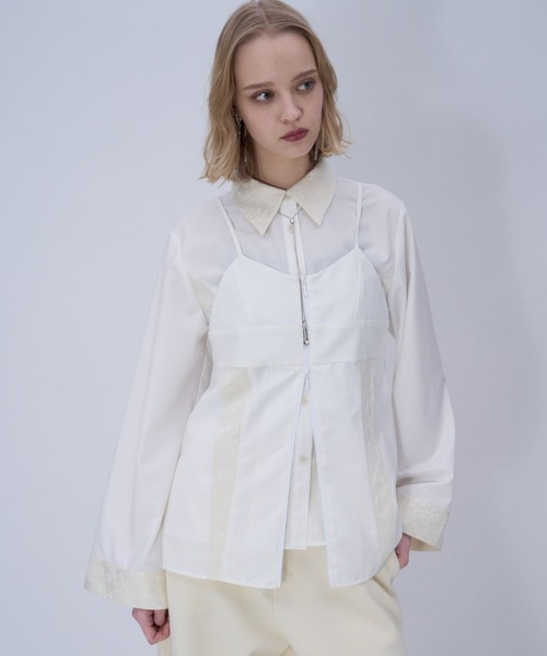 HARE（ハレ）の「2PビスチェシャツLS(HARE)（シャツ/ブラウス・レディース・ブラック/ホワイト・FREE）」の5枚目の写真