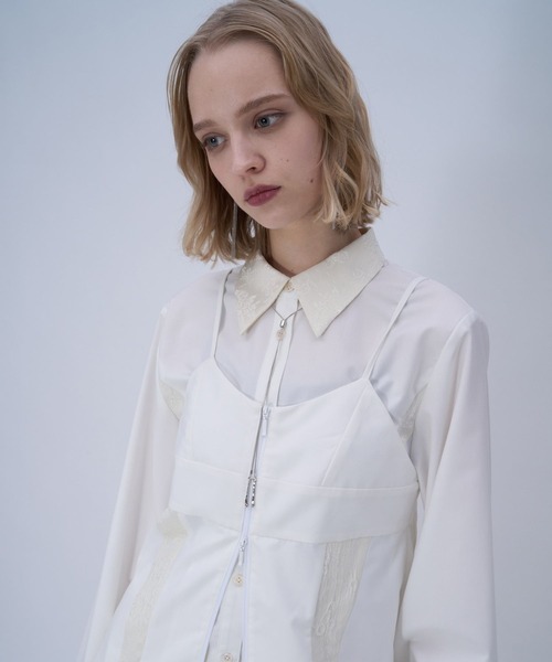 HARE（ハレ）の「2PビスチェシャツLS(HARE)（シャツ/ブラウス・レディース・ブラック/ホワイト・FREE）」の6枚目の写真