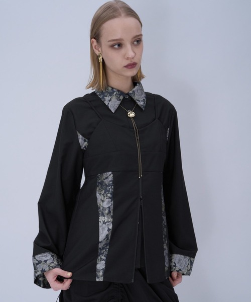 HARE（ハレ）の「2PビスチェシャツLS(HARE)（シャツ/ブラウス・レディース・ブラック/ホワイト・FREE）」の7枚目の写真