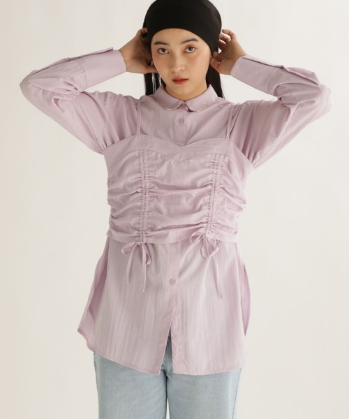 studio CLIP(スタディオクリップ)の「【daily CLIP】ソフトビスチェシャツ(シャツ/ブラウス・レディース・ベージュ/ライラック/ネイビー・FREE)」の1枚目の写真