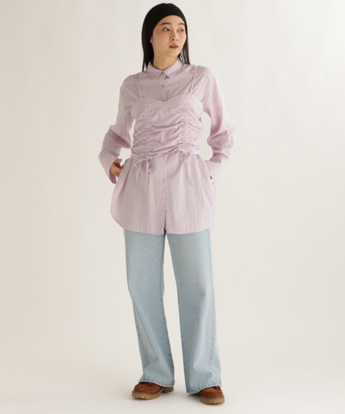 studio CLIP(スタディオクリップ)の「【daily CLIP】ソフトビスチェシャツ(シャツ/ブラウス・レディース・ベージュ/ライラック/ネイビー・FREE)」の5枚目の写真