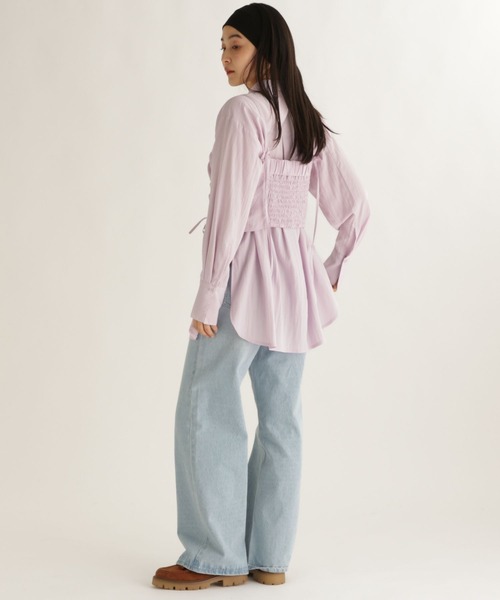 studio CLIP(スタディオクリップ)の「【daily CLIP】ソフトビスチェシャツ(シャツ/ブラウス・レディース・ベージュ/ライラック/ネイビー・FREE)」の7枚目の写真