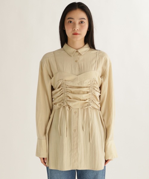 studio CLIP(スタディオクリップ)の「【daily CLIP】ソフトビスチェシャツ(シャツ/ブラウス・レディース・ベージュ/ライラック/ネイビー・FREE)」の9枚目の写真