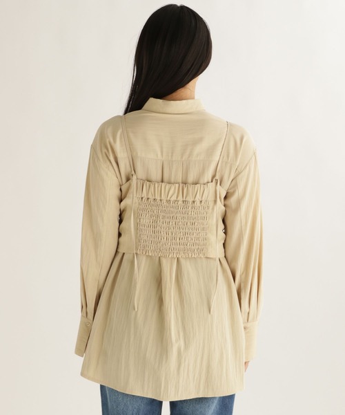 studio CLIP(スタディオクリップ)の「【daily CLIP】ソフトビスチェシャツ(シャツ/ブラウス・レディース・ベージュ/ライラック/ネイビー・FREE)」の11枚目の写真