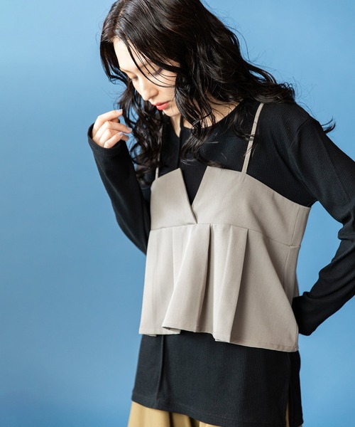 OSMOSIS(オズモーシス)の「アシンメトリーテレコ長袖Tシャツ(Tシャツ/カットソー・レディース・チャコール/ネイビー/ブラック/アイボリー・ONE SIZE)」の7枚目の写真
