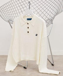 【BEVERLY HILLS POLO CLUB/ビバリーヒルズポロクラブ】ケーブル ロングスリーブ ポロニット