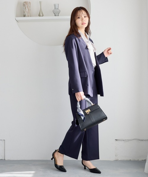 Andemiu（アンデミュウ）の「キンボタンノーカラージャケット640842（ノーカラージャケット・レディース・ライトベージュ/ネイビー・FREE）」の3枚目の写真