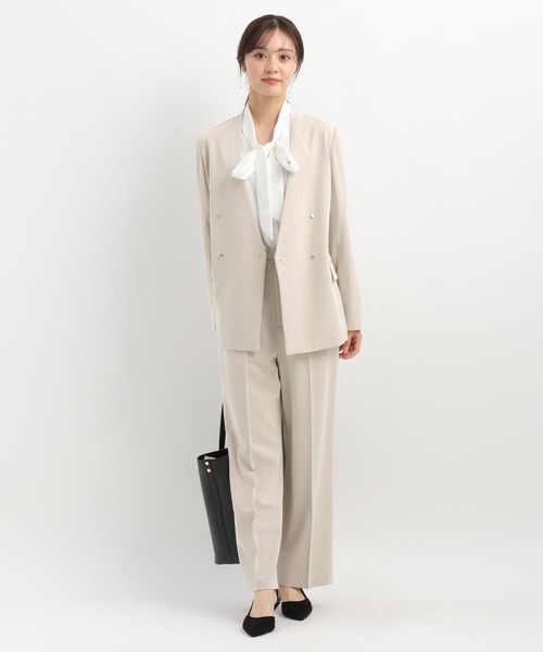 Andemiu（アンデミュウ）の「キンボタンノーカラージャケット640842（ノーカラージャケット・レディース・ライトベージュ/ネイビー・FREE）」の12枚目の写真